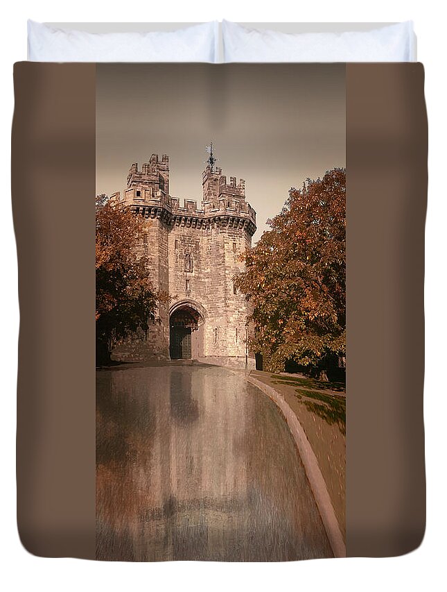 Lancaster Duvet Cover featuring the digital art Lancaster Castle by Joe Tamassy