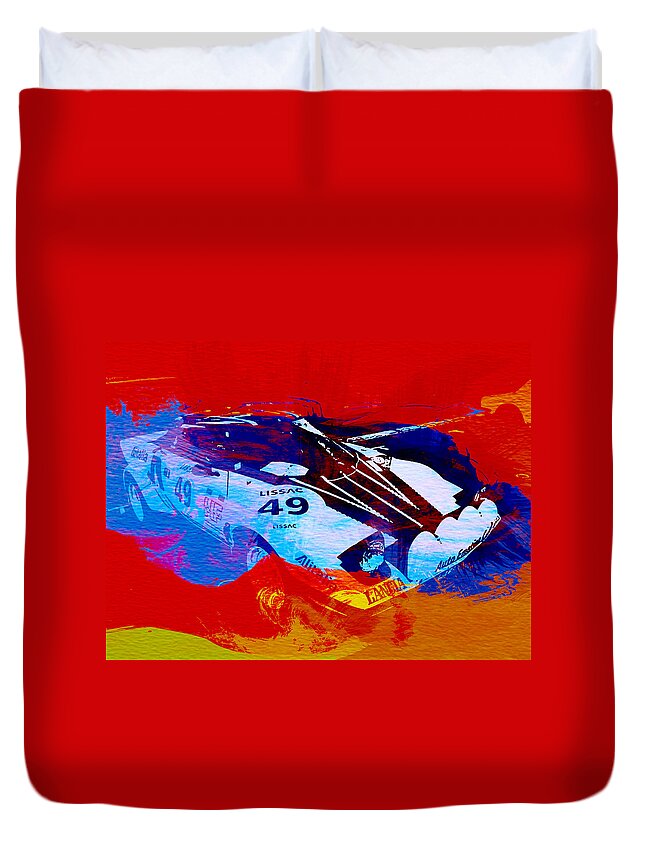 Lacia Stratos Duvet Cover featuring the painting Lancia Stratos Watercolor 2 by Naxart Studio