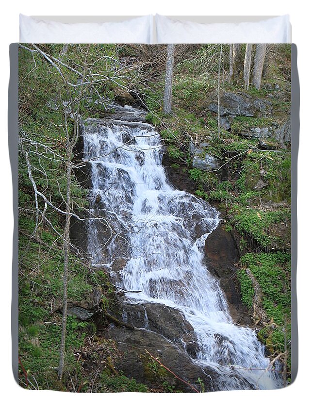 Waterfall Duvet Cover featuring the photograph Land of Waterfalls by Karen Ruhl