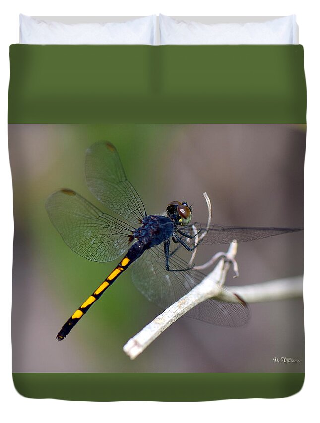 Dragonfly Duvet Cover featuring the photograph Landing for a moment..... by Dan Williams
