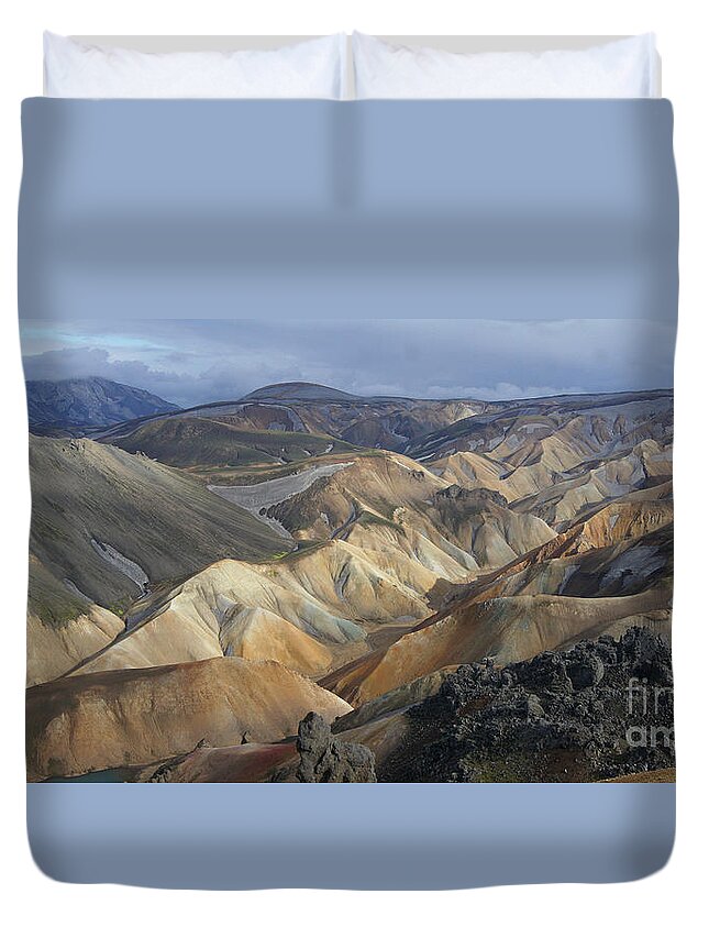 Prott Duvet Cover featuring the photograph Landmannalaugar rhyolite mountains Iceland by Rudi Prott