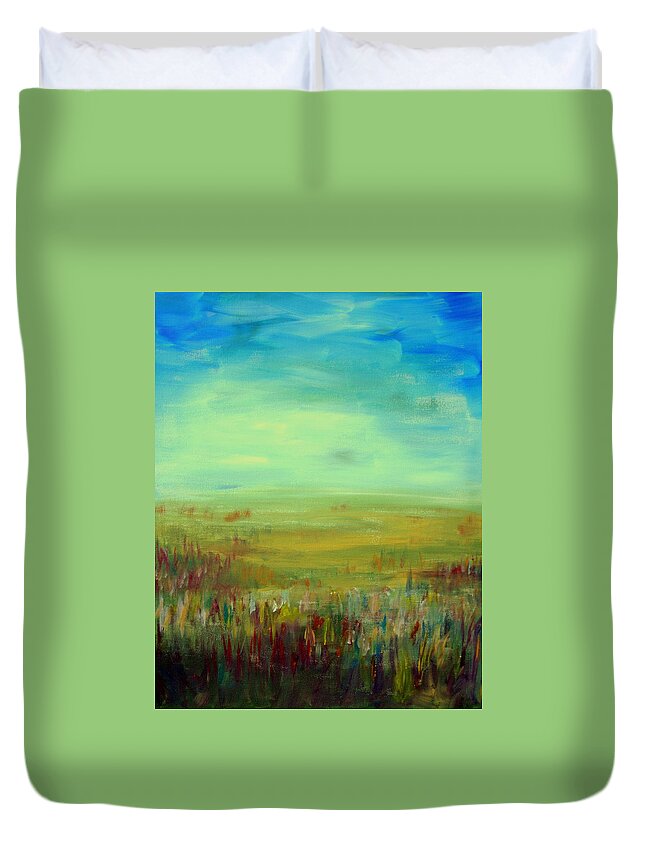 Landscape Abstract Duvet Cover featuring the painting Landscape Abstract by Julie Lueders 