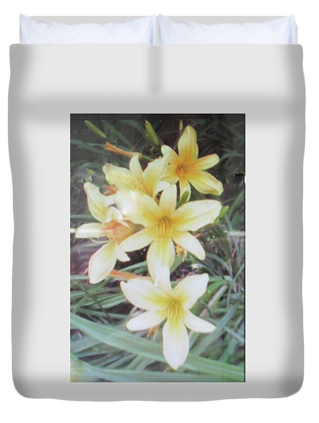 Photography Duvet Cover featuring the painting Landscaping Flowers by Glenda Crigger