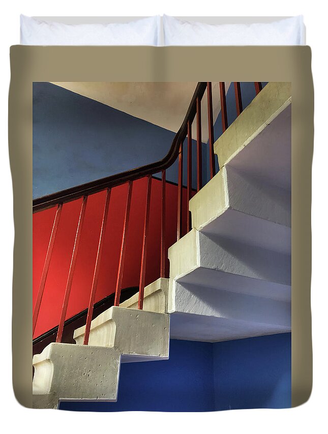 Stairs Duvet Cover featuring the photograph Lanhydrock Stairs by Pat Moore