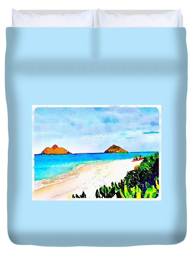 Lanikai Duvet Cover featuring the photograph Lanikai artsy by Gini Moore