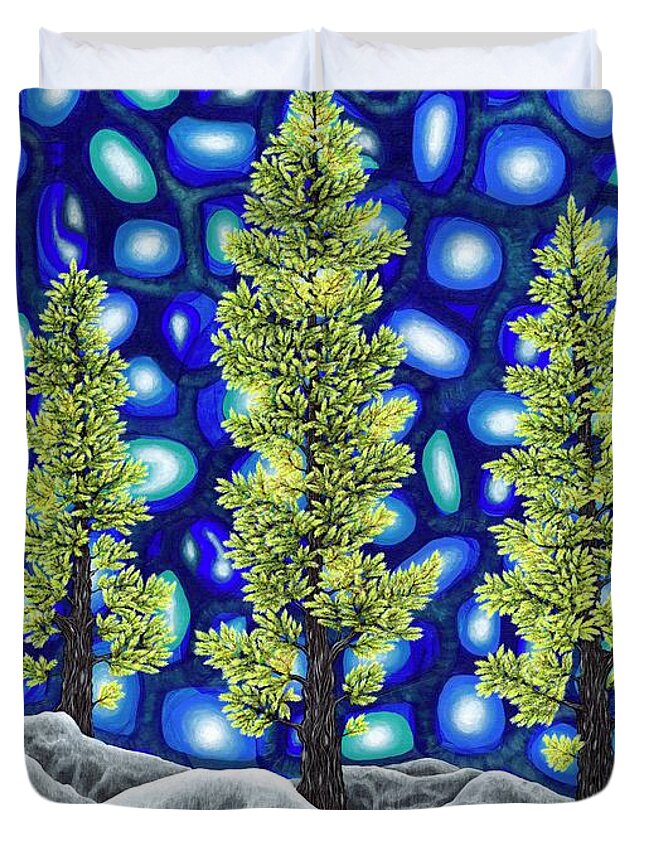Larch Duvet Cover featuring the painting Larch Dreams 2 by Rebecca Parker