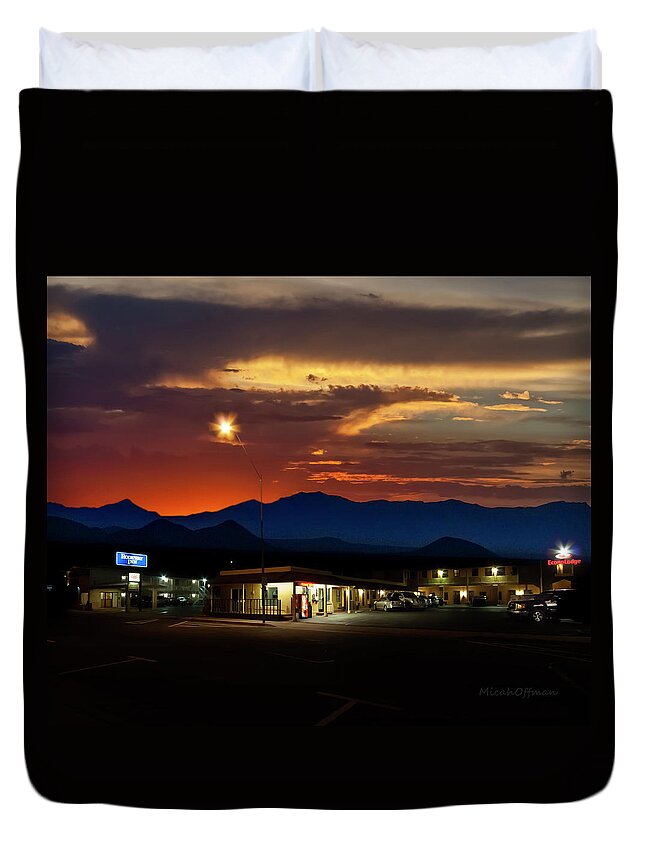 Last Chance Duvet Cover featuring the photograph Last Chance Motel by Micah Offman