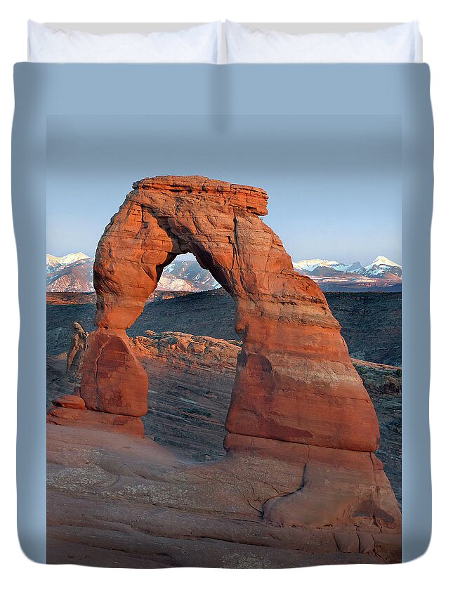 Delicate Arch Duvet Cover featuring the photograph Last Light on Delicate Arch by JustJeffAz Photography