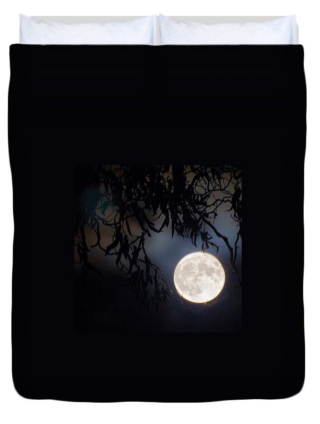Moonlovers Duvet Cover featuring the photograph Last Night's #supermoon ...from My by Vicki Field