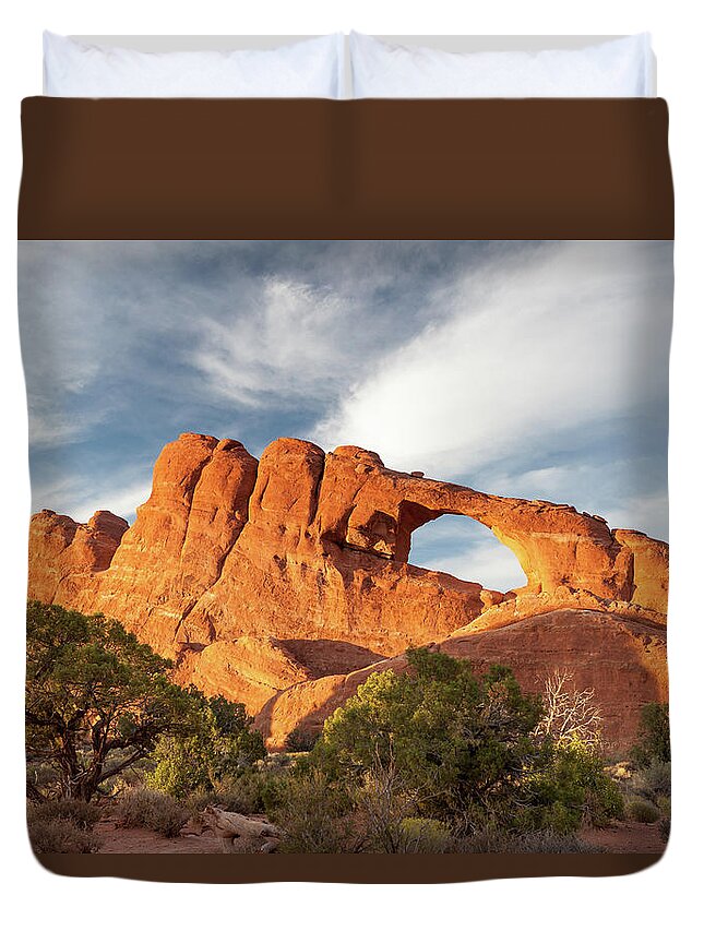 Colorful Duvet Cover featuring the photograph Late Afternoon Light on Skyline Arch by David Watkins