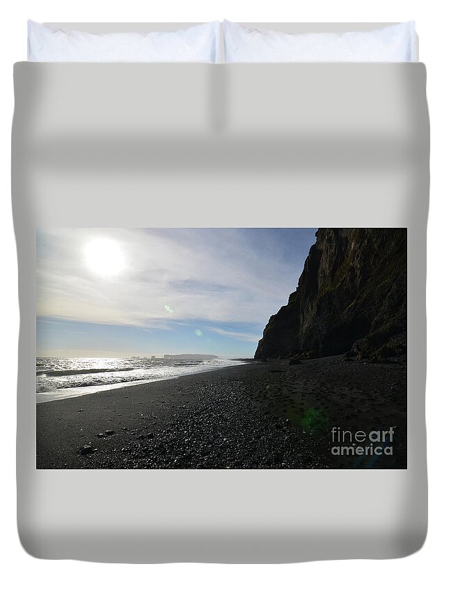 Reynisfjara-beach Duvet Cover featuring the photograph Late Afternoon on Reynisfjara Beach in Vik Iceland by DejaVu Designs