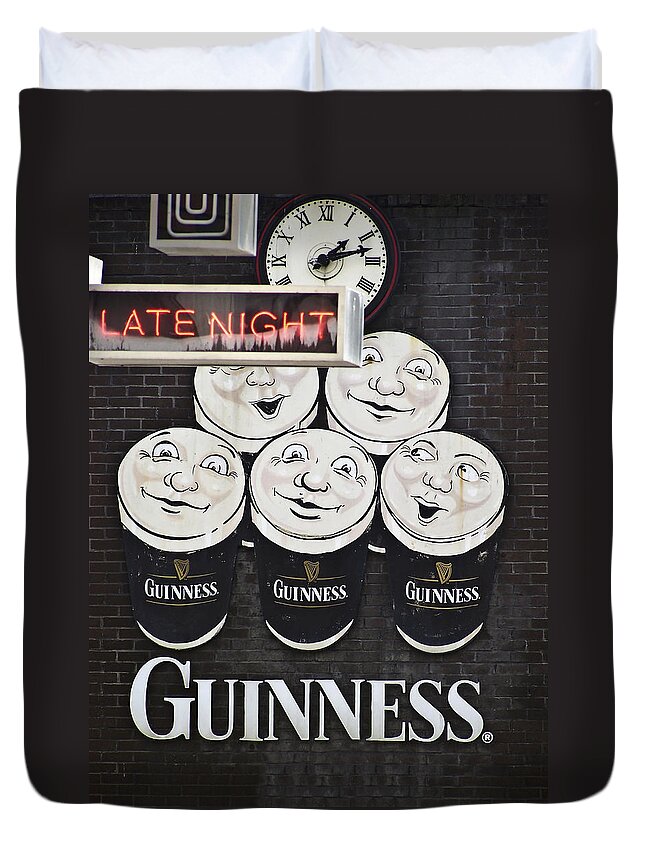 Guinness Duvet Cover featuring the photograph Late Night Guinness Limerick Ireland by Teresa Mucha