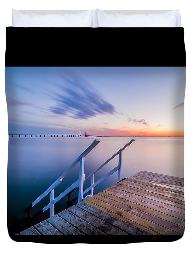 Beach Duvet Cover featuring the photograph Late night swim by Marcus Karlsson Sall