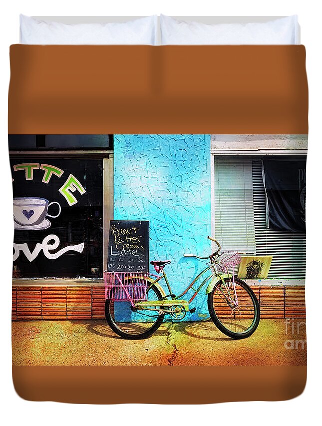 American Duvet Cover featuring the photograph Latte Love Bicycle by Craig J Satterlee