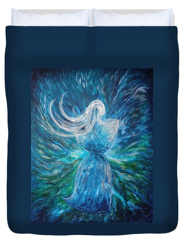 Latte Stone Duvet Cover featuring the painting Latte Stone Woman by Michelle Pier