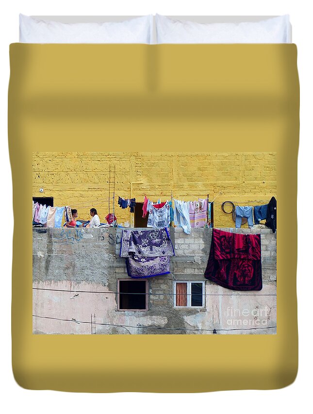 Laundry Day Duvet Cover featuring the photograph Laundry In Guanajuato by Rosanne Licciardi