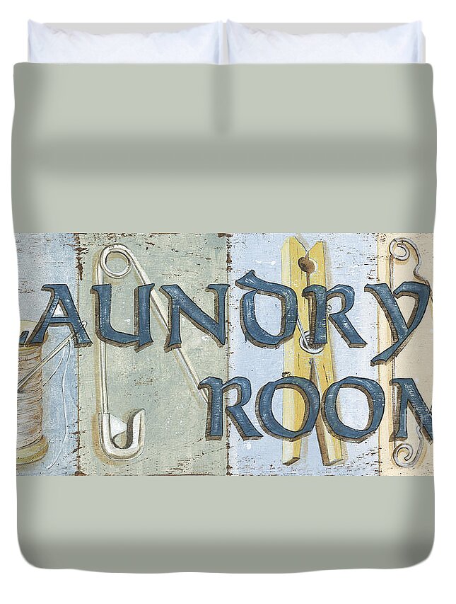 Laundry Room Duvet Cover featuring the painting Laundry Room by Debbie DeWitt