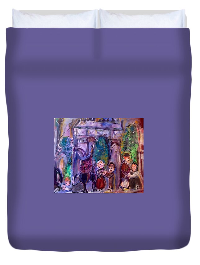 Alley Duvet Cover featuring the painting Lavender Alley by Judith Desrosiers