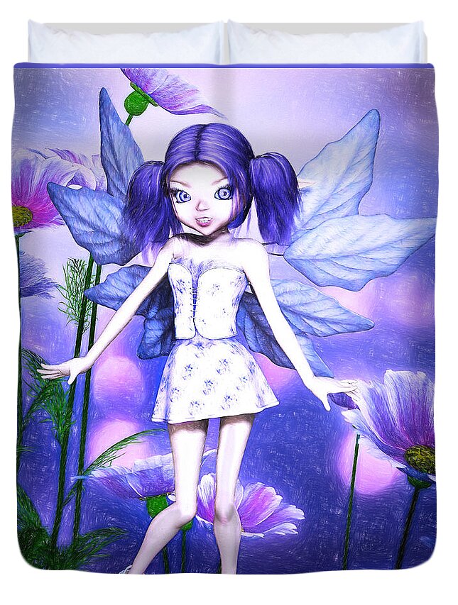 Fairy Duvet Cover featuring the digital art Lavender Fairy by Alicia Hollinger