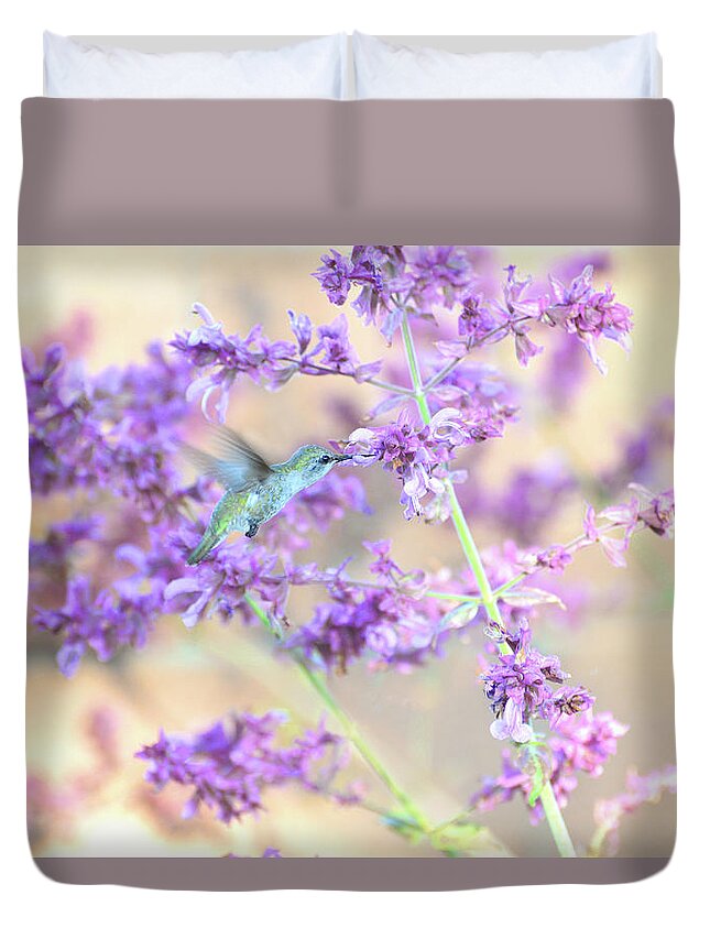 Hummingbirds Duvet Cover featuring the photograph Lavender Hummingbird Dream by Lynn Bauer