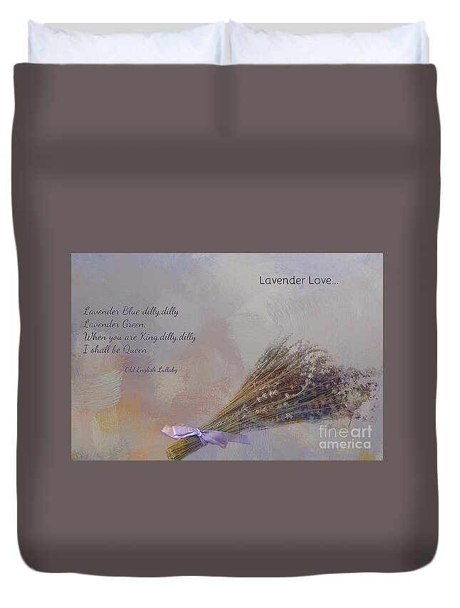 Lavender Duvet Cover featuring the mixed media Lavender Love by Eva Lechner