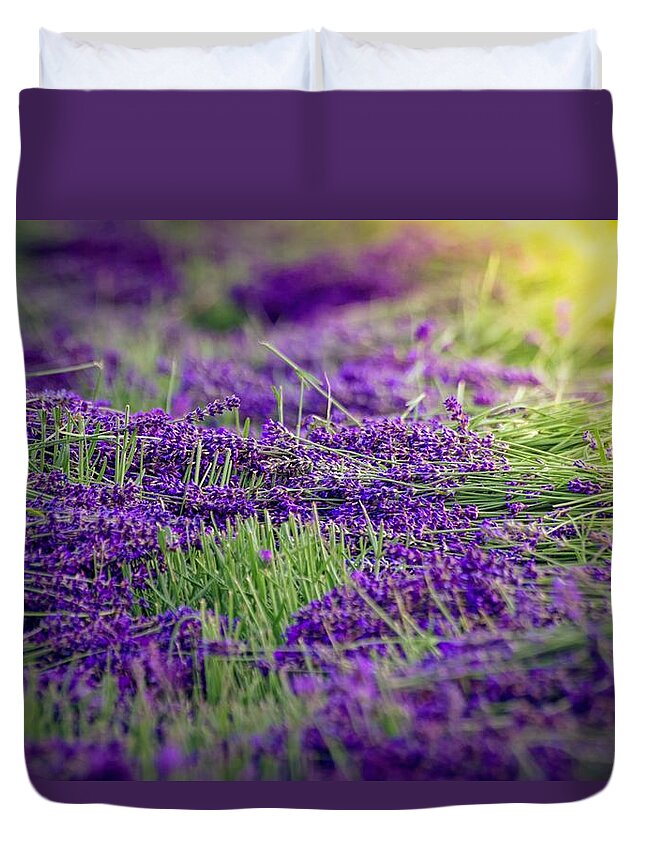 Lavender Duvet Cover featuring the digital art Lavender by Maye Loeser