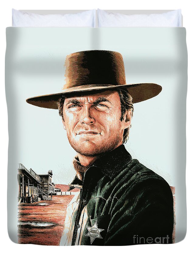Law And Order Duvet Cover featuring the painting Law and Order pop edit by Andrew Read