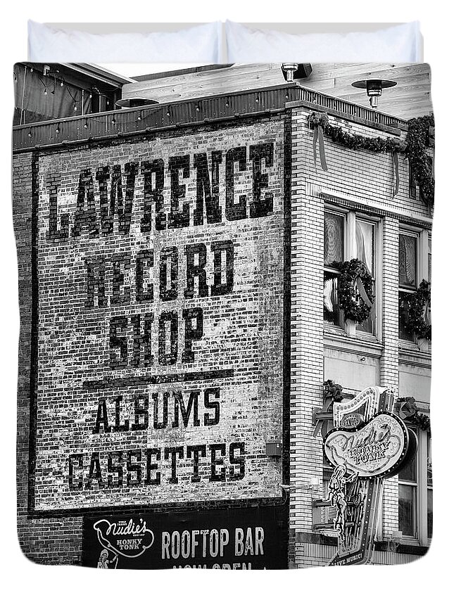 Nashville Duvet Cover featuring the photograph Lawrence Record Shop Nashville - #1 by Stephen Stookey