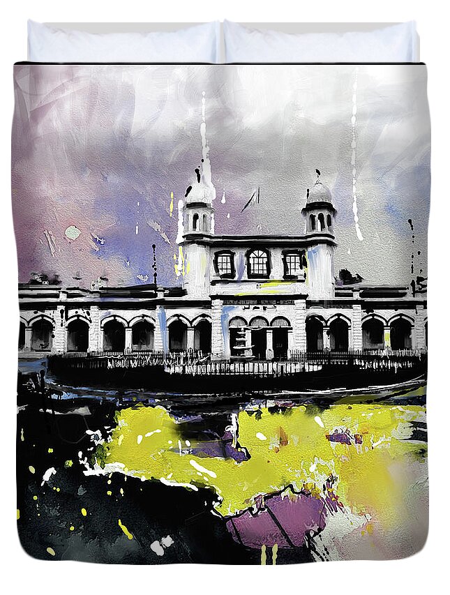 City Duvet Cover featuring the painting Layalpur District Council 193 3 by Mawra Tahreem