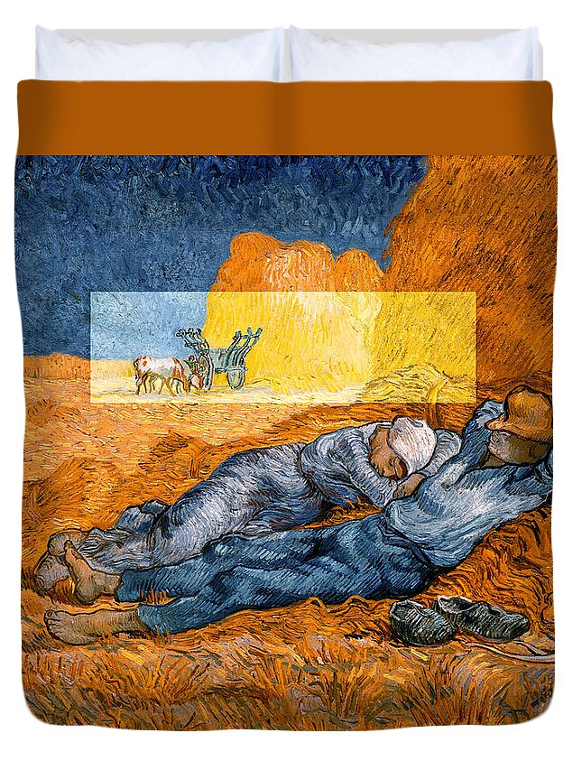Postmodernism Duvet Cover featuring the digital art Layered 14 van Gogh by David Bridburg