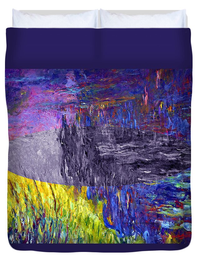 Abstract In The Living Room Duvet Cover featuring the digital art Layered 17 Monet by David Bridburg