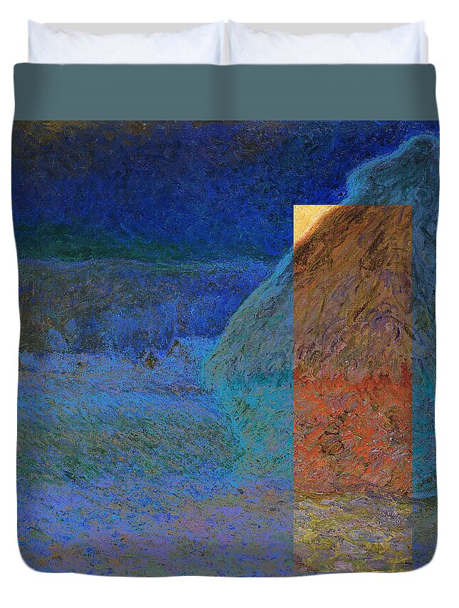 Abstract In The Living Room Duvet Cover featuring the digital art Layered 3 Monet by David Bridburg