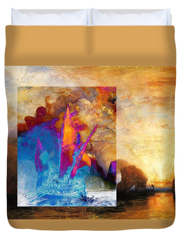 Abstract In The Living Room Duvet Cover featuring the digital art Layered 6 Turner by David Bridburg