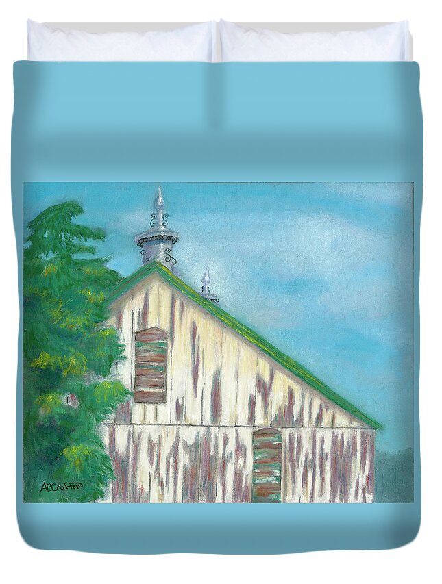 Old Barn Duvet Cover featuring the painting Layers of Years Gone By by Arlene Crafton