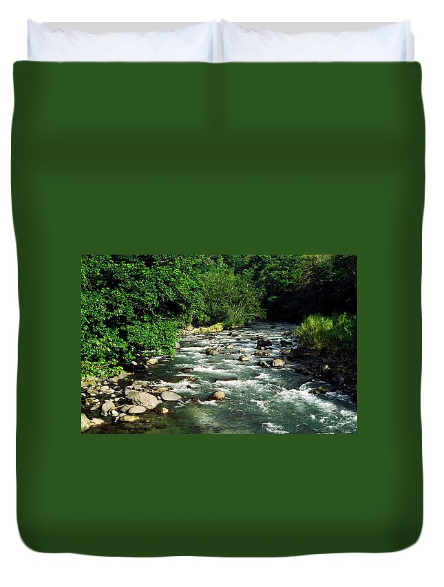 Gentle Rapids Duvet Cover featuring the photograph Layou River Rapids by Sally Weigand