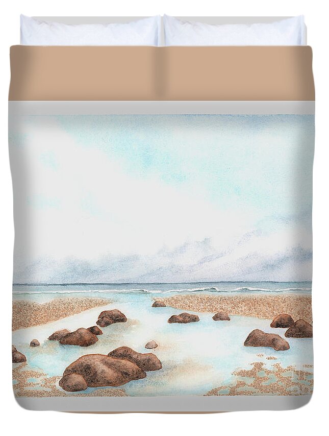 Beach Duvet Cover featuring the painting Lazy Day by Hilda Wagner