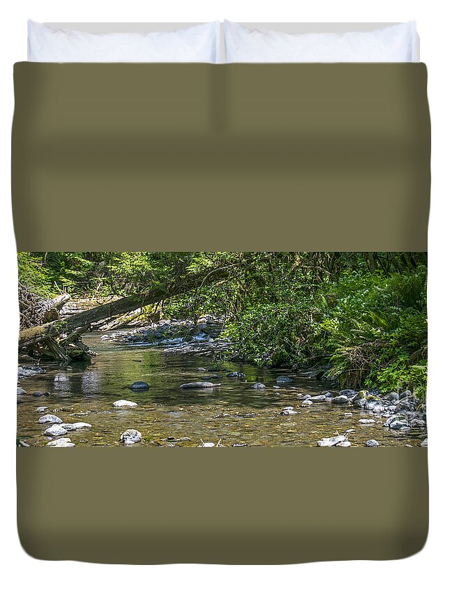 Brook Duvet Cover featuring the photograph Down By the Lazy River by Chuck Flewelling