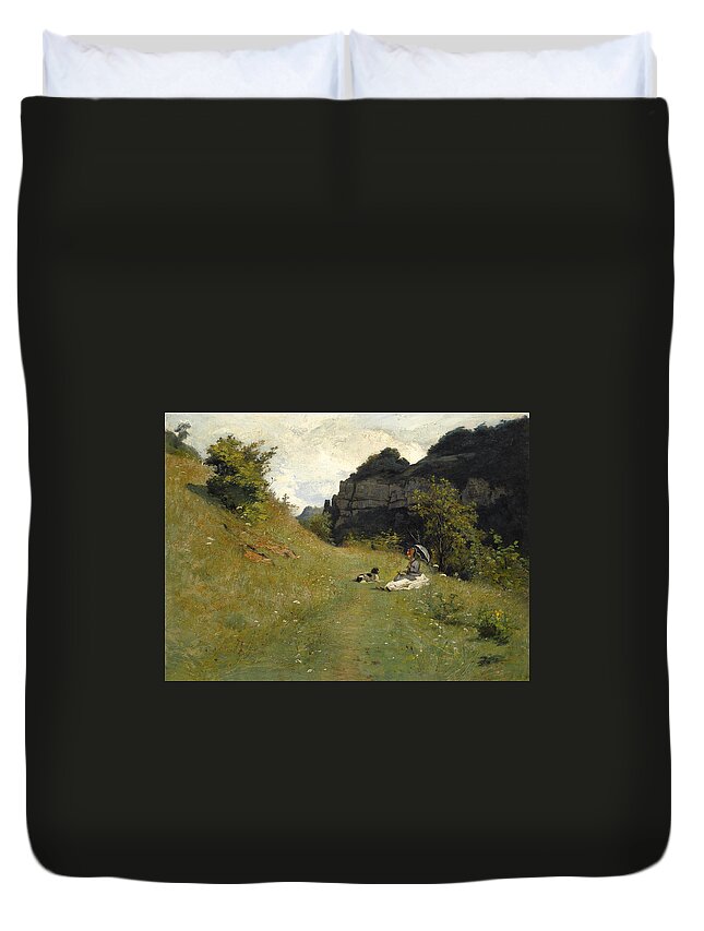 Jean-paul Laurens Duvet Cover featuring the painting Le Chemin De La Maloche by Jean-Paul Laurens