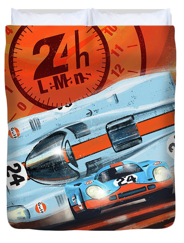 Le Mans Duvet Cover featuring the painting Le Mans 24H by Sassan Filsoof