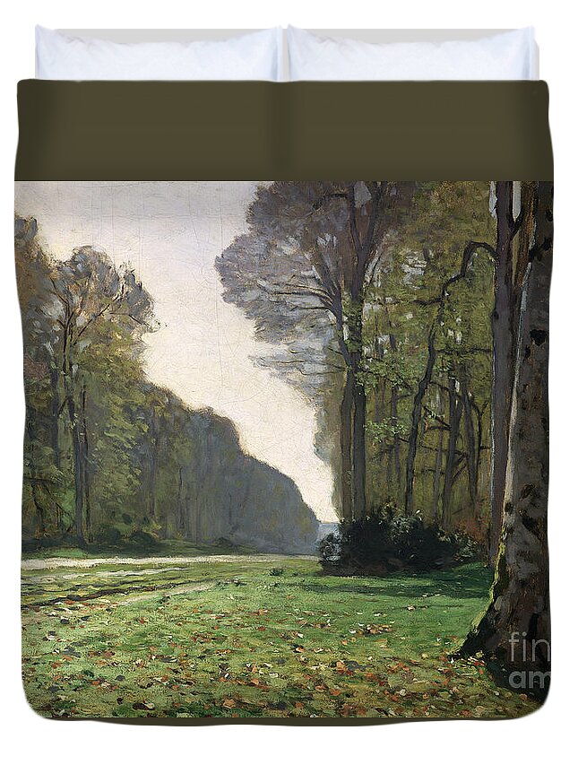 The Duvet Cover featuring the painting Le Pave de Chailly by Claude Monet