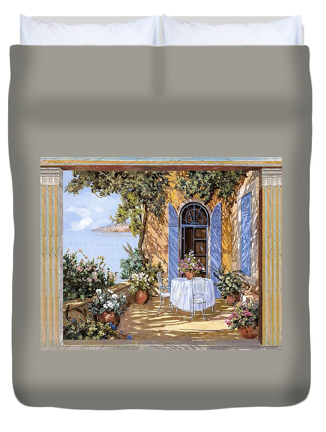 Blue Door Duvet Cover featuring the painting Le Porte Blu by Guido Borelli