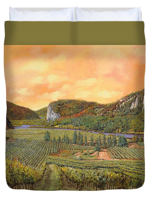 Vineyard Duvet Cover featuring the painting Le Vigne Nel 2010 by Guido Borelli