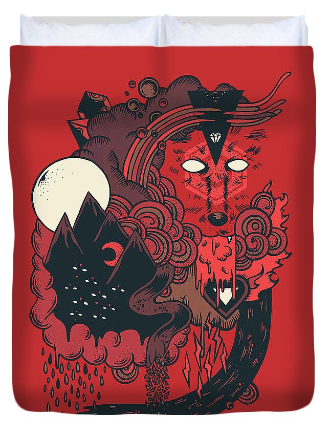 Wolf Duvet Cover featuring the digital art Leader of the Pack by Hector Mansilla