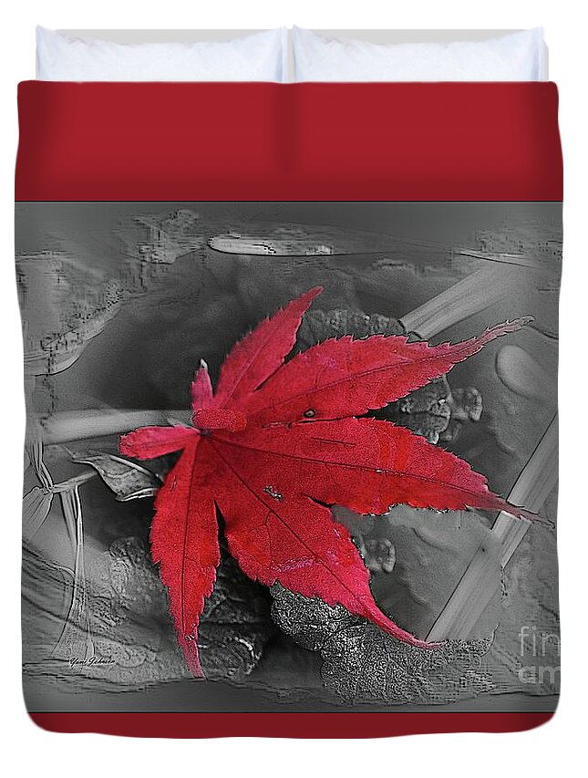 Leaf Duvet Cover featuring the photograph Leaf abstract by Yumi Johnson