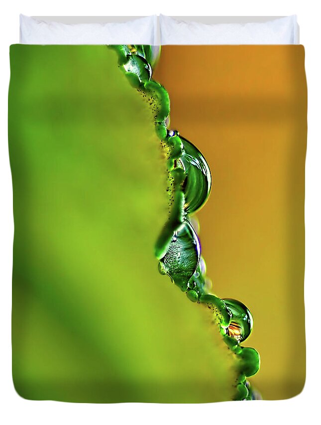 Leaf Profile And Water Droplets Duvet Covers