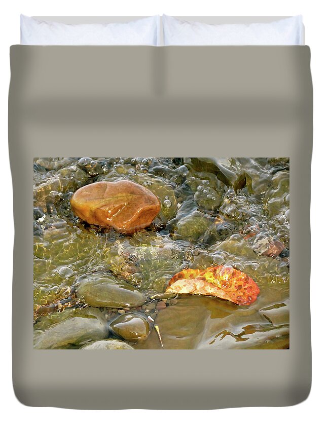 Rock Duvet Cover featuring the photograph Leaf, Rock Leaf by Azthet Photography