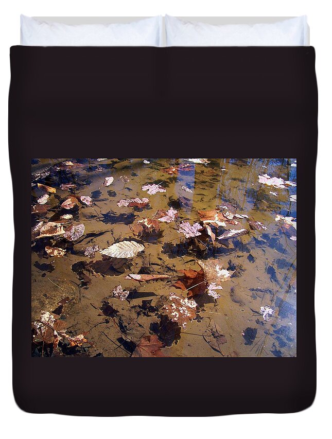 Leaves Duvet Cover featuring the photograph Leaves In Water by Wolfgang Schweizer
