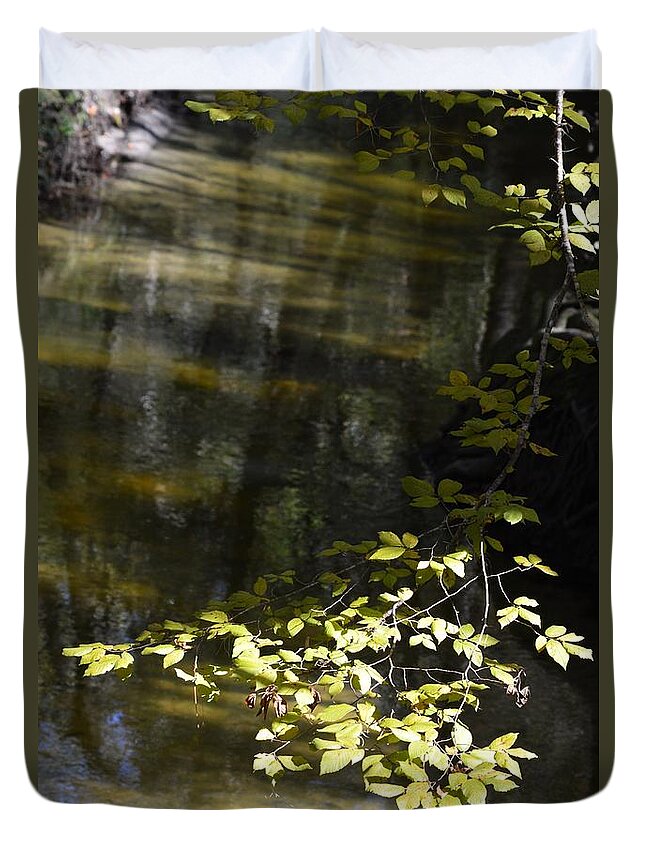Leaves Over Sweetwater Creek Duvet Cover featuring the photograph Leaves Over Sweetwater Creek by Warren Thompson
