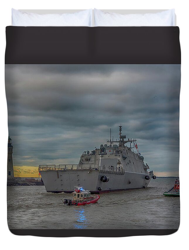 Buffalo Duvet Cover featuring the photograph Leaving Buffalo by Guy Whiteley