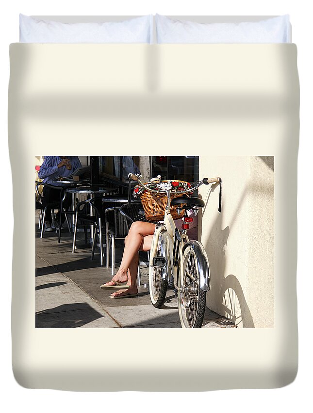 People Female Duvet Cover featuring the photograph Leg Power - On Montana Avenue by Gene Parks